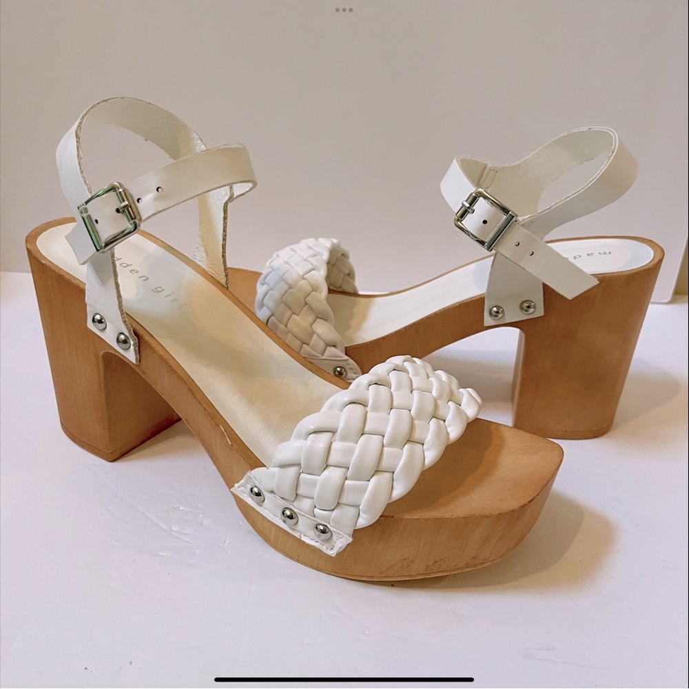 Madden Girl Cabby White Braided Sandals w/Studs Size 9